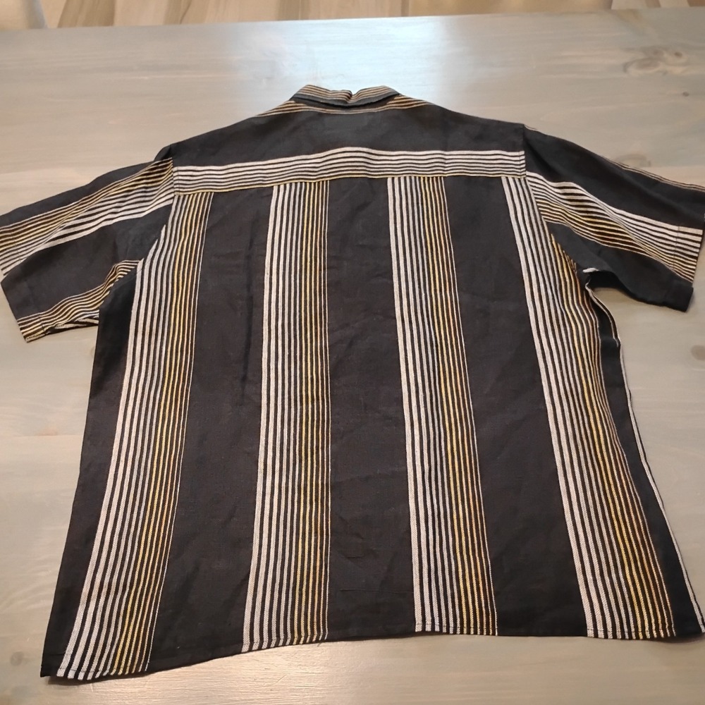 Havana Shirt Co Cabana Shirt Men's L  Black With Gradating Stripes Short Sleeve - Picture 4 of 8
